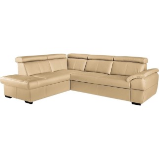 - Canapé d'angle en cuir italien de luxe 5/6 places TONUS, beige, angle gauche