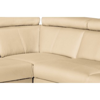 Canapé d'angle en cuir italien de luxe 5/6 places TONUS, beige, angle droit