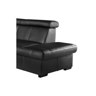 Canapé d'angle en cuir italien de luxe 5/6 places TONUS, noir, angle droit