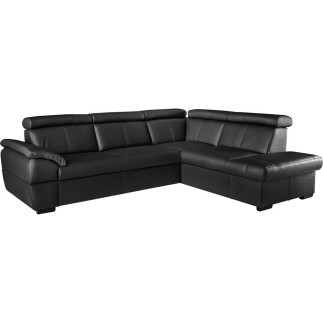 Canapé d'angle en cuir italien de luxe 5/6 places TONUS, noir, angle droit