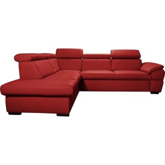 - Canapé d'angle en cuir italien de luxe 5/6 places TONUS, rouge, angle gauche