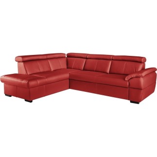 - Canapé d'angle en cuir italien de luxe 5/6 places TONUS, rouge, angle gauche