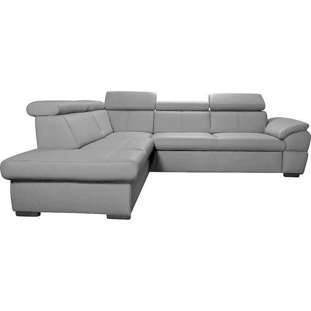 Canapé d'angle en cuir italien de luxe 5/6 places TONUS, gris clair, angle gauche Canapé d'angle en cuir italien de luxe 5/6 places TONUS, gris clair, angle gauche