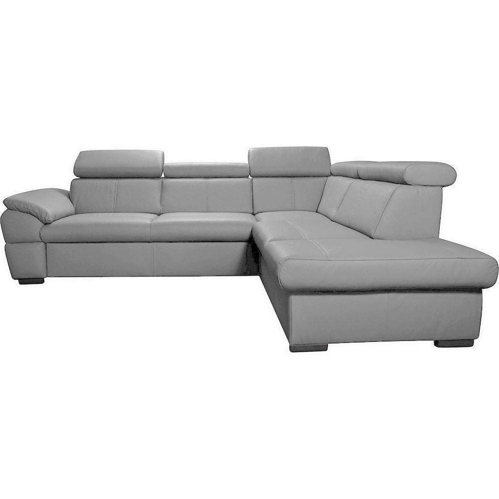 Canapé d'angle en cuir italien de luxe 5/6 places TONUS, gris clair, angle droit Canapé d'angle en cuir italien de luxe 5/6 places TONUS, gris clair, angle droit