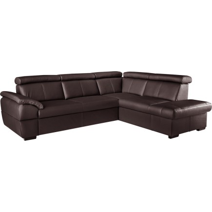 Canapé d'angle en cuir italien de luxe 5/6 places TONUS, chocolat, angle droit