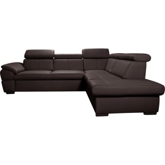 Canapé d'angle en cuir italien de luxe 5/6 places TONUS, chocolat, angle droit