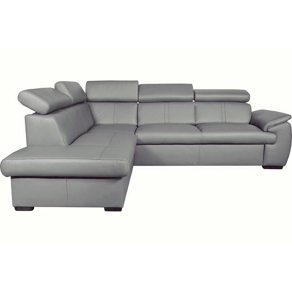 - Canapé d'angle en 100% cuir de luxe italien , 5/6 places CITIBEST, couleur gris clair angle gauche - Canapé d'angle en 100% cuir de luxe italien , 5/6 places CITIBEST, couleur gris clair angle gauche