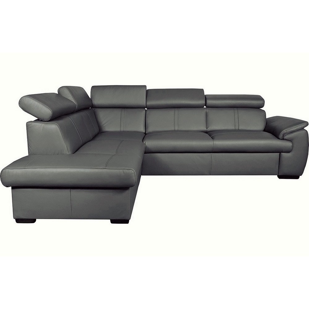 Canapé d'angle en 100% cuir de luxe italien , 5/6 places CITIBEST, couleur gris foncé, angle gauche Canapé d'angle en 100% cuir de luxe italien , 5/6 places CITIBEST, couleur gris foncé, angle gauche