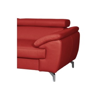- Canapé d'angle en cuir italien de luxe 5/6 places FIONA, rouge foncé, angle gauche