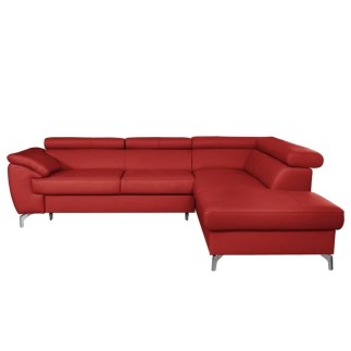 Canapé d'angle en cuir italien de luxe 5/6 places FIONA, rouge foncé, angle droit