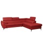 Canapé d'angle en cuir italien de luxe 5/6 places FIONA, rouge foncé, angle droit