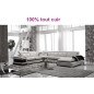 Canapé d'angle 100% tout cuir buffle italien 7/8 places, BELLISSIMO, blanc et noir, angle gauche Canapé d'angle 100% tout cuir buffle italien 7/8 places, BELLISSIMO, blanc et noir, angle gauche