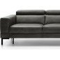 Canapé d'angle en 100% tout cuir italien de luxe 5/6 places NAYA, assise électrique qui coulisse, gris foncé, angle droit