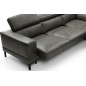 Canapé d'angle en 100% tout cuir italien de luxe 5/6 places NAYA, assise électrique qui coulisse, gris foncé, angle droit