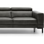 - Canapé d'angle en 100% tout cuir italien de luxe 5/6 places NAYA, assise électrique qui coulisse, gris foncé, angle gauche