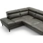 - Canapé d'angle en 100% tout cuir italien de luxe 5/6 places NAYA, assise électrique qui coulisse, gris foncé, angle gauche