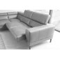 - Canapé d'angle en 100% tout cuir italien de luxe 5/6 places NAYA, assise électrique qui coulisse, gris clair, angle gauche - Canapé d'angle en 100% tout cuir italien de luxe 5/6 places NAYA, assise électrique qui coulisse, gris clair, angle gauche