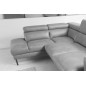 - Canapé d'angle en 100% tout cuir italien de luxe 5/6 places NAYA, assise électrique qui coulisse, gris clair, angle gauche - Canapé d'angle en 100% tout cuir italien de luxe 5/6 places NAYA, assise électrique qui coulisse, gris clair, angle gauche