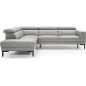 - Canapé d'angle en 100% tout cuir italien de luxe 5/6 places NAYA, assise électrique qui coulisse, gris clair, angle gauche - Canapé d'angle en 100% tout cuir italien de luxe 5/6 places NAYA, assise électrique qui coulisse, gris clair, angle gauche