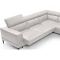 Canapé d'angle en 100% tout cuir italien de luxe 5/6 places NAYA, assise électrique qui coulisse, blanc, angle droit Canapé d'angle en 100% tout cuir italien de luxe 5/6 places NAYA, assise électrique qui coulisse, blanc, angle droit