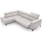 - Canapé d'angle en 100% tout cuir italien de luxe 5/6 places NAYA, assise électrique qui coulisse, blanc, angle gauche - Canapé d'angle en 100% tout cuir italien de luxe 5/6 places NAYA, assise électrique qui coulisse, blanc, angle gauche