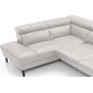 - Canapé d'angle en 100% tout cuir italien de luxe 5/6 places NAYA, assise électrique qui coulisse, blanc, angle gauche - Canapé d'angle en 100% tout cuir italien de luxe 5/6 places NAYA, assise électrique qui coulisse, blanc, angle gauche