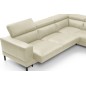 Canapé d'angle en 100% tout cuir italien de luxe 5/6 places NAYA, assise électrique qui coulisse, écru, angle droit Canapé d'angle en 100% tout cuir italien de luxe 5/6 places NAYA, assise électrique qui coulisse, écru, angle droit