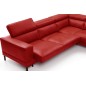 Canapé d'angle en 100% tout cuir italien de luxe 5/6 places NAYA, assise électrique qui coulisse, rouge, angle droit, Rouge fonc