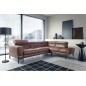 Canapé d'angle en 100% tout cuir italien de luxe 5/6 places NAYA, assise électrique qui coulisse, marron, angle droit Canapé d'angle en 100% tout cuir italien de luxe 5/6 places NAYA, assise électrique qui coulisse, marron, angle droit