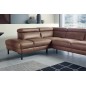 Canapé d'angle en 100% tout cuir italien de luxe 5/6 places NAYA, assise électrique qui coulisse, marron, angle gauche