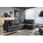 Canapé d'angle en 100% tout cuir italien de luxe 5 places, convertible et avec coffre, NILSEN, gris foncé, angle droit Canapé d'angle en 100% tout cuir italien de luxe 5 places, convertible et avec coffre, NILSEN, gris foncé, angle droit