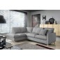 Canapé d'angle en 100% tout cuir italien de luxe 5 places, convertible et avec coffre, NILSEN, gris clair, angle gauche Canapé d'angle en 100% tout cuir italien de luxe 5 places, convertible et avec coffre, NILSEN, gris clair, angle gauche
