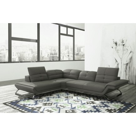 2eme paiement de la commande: Canapé d'angle copenhague en 100% tout cuir prestige luxe haut de gamme italien gris fonce (versio