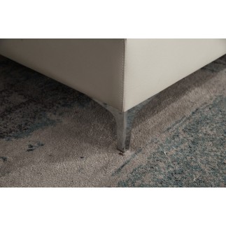 Canapé d'angle en cuir buffle italien de luxe 5 places LIDO, gris clair, angle gauche