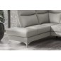 Canapé d'angle en cuir italien de luxe 5 places LUZINI gris clair, angle gauche Canapé d'angle en cuir italien de luxe 5 places LUZINI gris clair, angle gauche