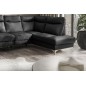 Canapé d'angle en cuir italien de luxe 5 places LUZINI noir, angle droit