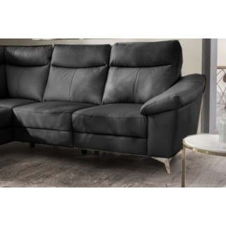 - Canapé d'angle en cuir italien de luxe 5 places LUZINI noir, angle gauche