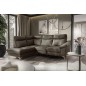 Canapé d'angle en cuir italien de luxe 5 places LUZINI taupe, angle gauche Canapé d'angle en cuir italien de luxe 5 places LUZINI taupe, angle gauche