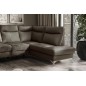 Canapé d'angle en cuir italien de luxe 5 places LUZINI taupe, angle droit Canapé d'angle en cuir italien de luxe 5 places LUZINI taupe, angle droit