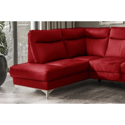 Canapé d'angle en cuir italien de luxe 5 places LUZINI rouge foncé, angle gauche