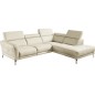 Canapé d'angle en 100% tout cuir épais de luxe italien , 5/6 places DALBERT, couleur crème, angle droit Canapé d'angle en 100% tout cuir épais de luxe italien , 5/6 places DALBERT, couleur crème, angle droit