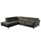 Canapé d'angle en 100% tout cuir épais de luxe italien , 5/6 places DALBERT, couleur anthracite, angle gauche Canapé d'angle en 100% tout cuir épais de luxe italien , 5/6 places DALBERT, couleur anthracite, angle gauche