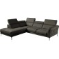Canapé d'angle en 100% tout cuir épais de luxe italien , 5/6 places DALBERT, couleur anthracite, angle gauche Canapé d'angle en 100% tout cuir épais de luxe italien , 5/6 places DALBERT, couleur anthracite, angle gauche