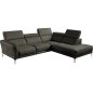 Canapé d'angle en 100% tout cuir épais de luxe italien , 5/6 places DALBERT, couleur anthracite, angle droit