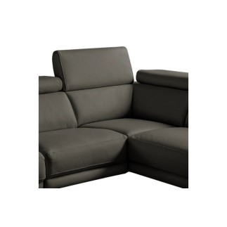 Canapé d'angle en 100% tout cuir épais de luxe italien , 5/6 places DALBERT, couleur anthracite, angle droit
