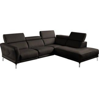 Canapé d'angle en 100% tout cuir épais de luxe italien , 5/6 places DALBERT, couleur chocolat, angle droit