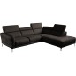 Canapé d'angle en 100% tout cuir épais de luxe italien , 5/6 places DALBERT, couleur chocolat, angle droit Canapé d'angle en 100% tout cuir épais de luxe italien , 5/6 places DALBERT, couleur chocolat, angle droit