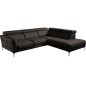 Canapé d'angle en 100% tout cuir épais de luxe italien , 5/6 places DALBERT, couleur chocolat, angle droit Canapé d'angle en 100% tout cuir épais de luxe italien , 5/6 places DALBERT, couleur chocolat, angle droit