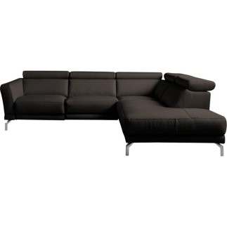 Canapé d'angle en 100% tout cuir épais de luxe italien , 5/6 places DALBERT, couleur chocolat, angle droit