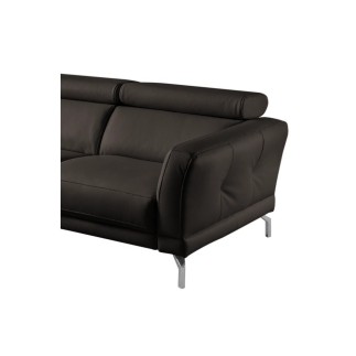 Canapé d'angle en 100% tout cuir épais de luxe italien , 5/6 places DALBERT, chocolat, angle gauche